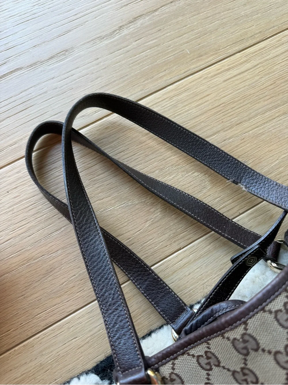 Gucci Beige Brown GG Canvas Shoulder Bag